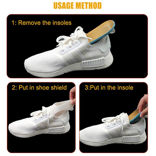 1 par sneaker shield rynkskydd fotvalv skydd white 35-39