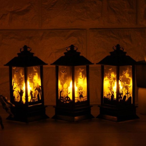 Halloween Simulering Flame Lamp LED Nattljus Dekoration Rekvisita B