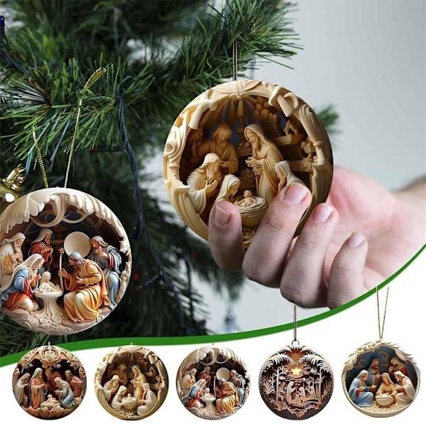 Julgransprydnad, för julgran Födelse av Jesus Kristna dekorationer C 8cm