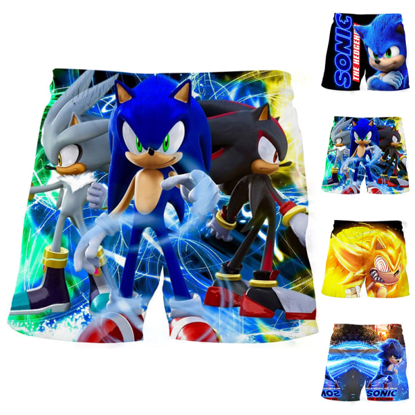 Sonic The Hedgehog 3d Printed Boys Shorts Elastiska midja Shorts A 120cm