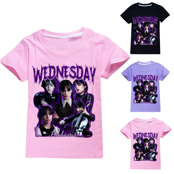 Barn Pojkar Flickor Onsdag Säsong Tryck T-shirts Casual Toppar pink 140cm