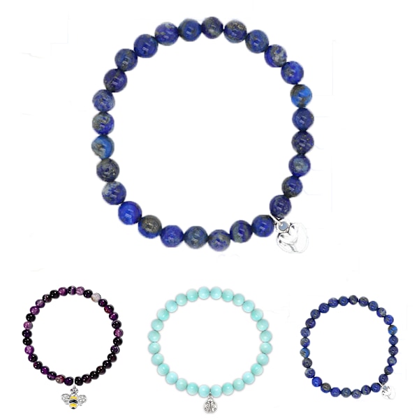 Dam Jade Armband Hjärta Bi Hänge 6MM Hänge Armband #3