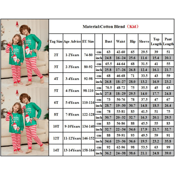 Familjematchande pyjamas set jul pyjamas mjuk loungewear Kids 5T