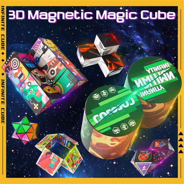 3d föränderlig sort Magic Cube Hand Flip Pussel leksaker gåva E