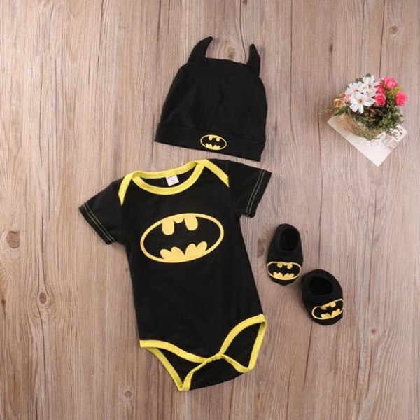 Baby Boy Batman kortärmad One Piece + Skor + Hat 3 Delar Set 100cm