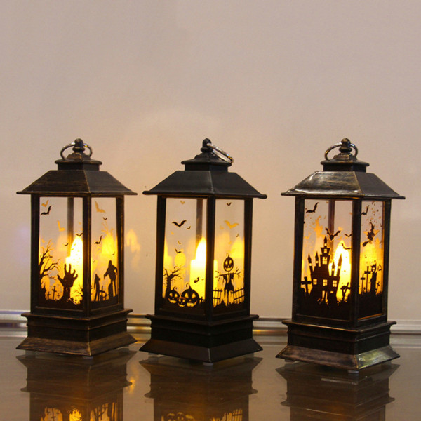 Halloween Simulering Flame Lamp LED Nattljus Dekoration Rekvisita A