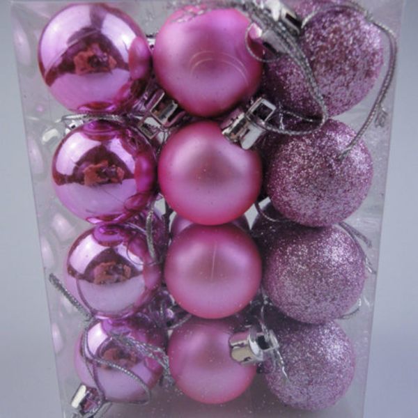 24 st julgranshängande prydnader för hem- och festdekoration pink 24pcs