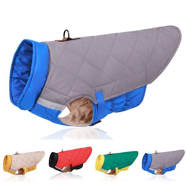 Vinter Bomull Husdjur Hundkläder Varma Valpkappa Vinterjacka The blue-gray 4XL
