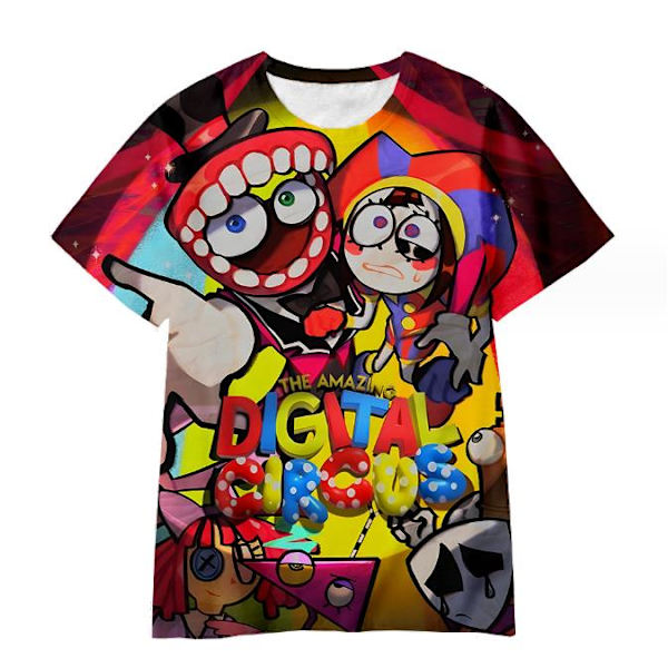 DEN FANTASTISKA DIGITALA CIRKUSEN T-shirt Pojkar Flickor Kortärmad Skjorta C 130cm