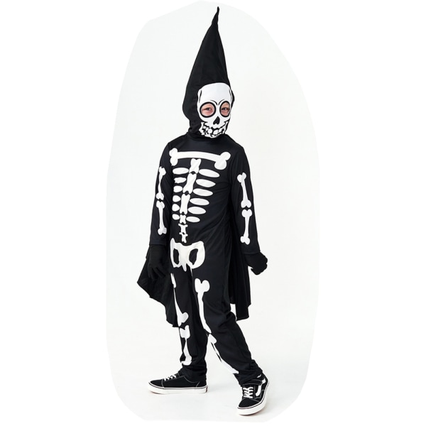 Halloween-kostymer för barns föreställningar, skelett-cosplay black S
