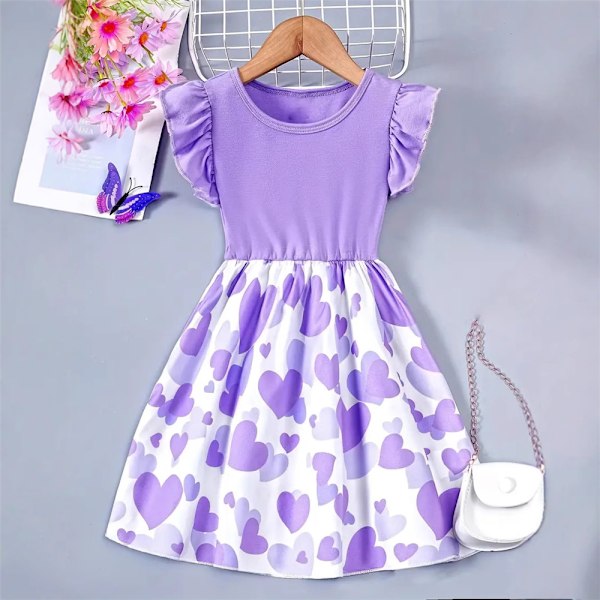 Baby Flickor Sommar Ärmlös Klänning Barn Prinsessa Strand Solklänning Purple 130cm