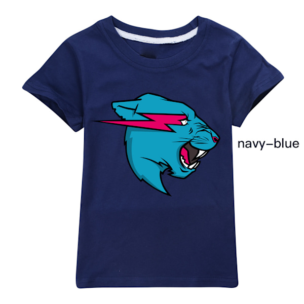 T-shirt för pojkar, tecknade toppar, barn pojkar flickor T-shirts, barnkläder, sommar kortärmad Azure Blue 130cm