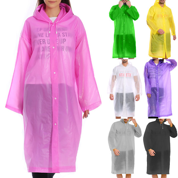 Vuxen regnrocka med huva vattentät vandring camping regnrocka Transparent One Size