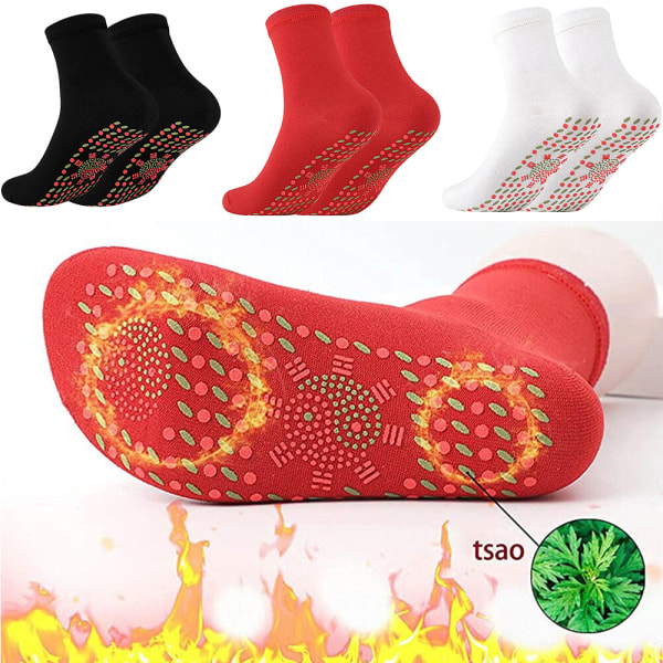 Tourmaline Slimming Health Sock Varma thermal självuppvärmande strumpor red