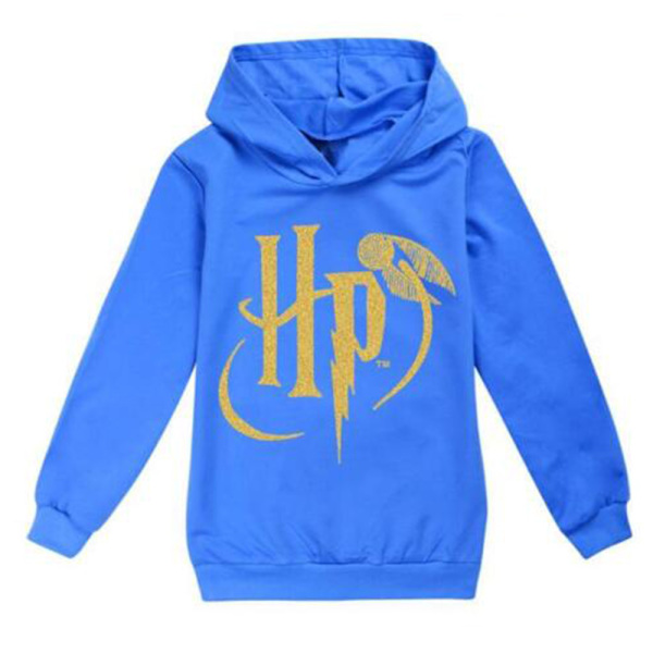 Barn Cartoon Tryck Hoodie Långärmad Huvtröja Sweatshirt Dark Blue 140cm