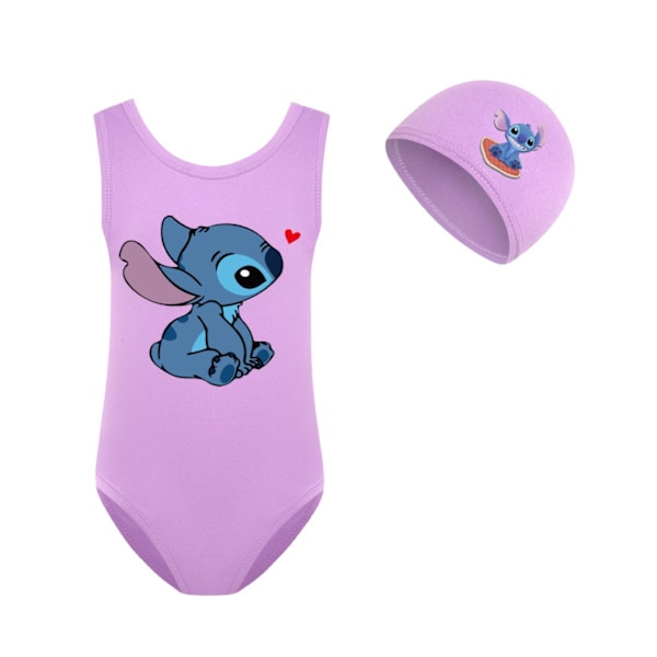 Barn Flickor Lilo & Stitch Tecknad Baddräkt Hel Baddräkt Strandkläder Simdräkt Surfdräkt Med Badmössa #5 150cm