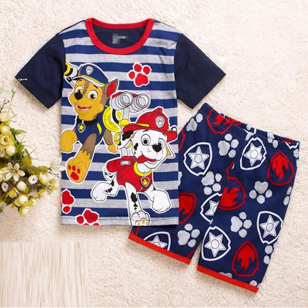 Barn Pojkar Flickor Cartoon PAW Patrol Sovkläder Kortärmad T-shirt Topp Shorts Set B 4 Years