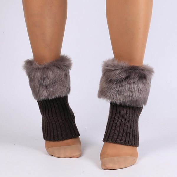 Dam vinter stickade boot cuffs päls stickade toppers boot leg strumpor Dark gray