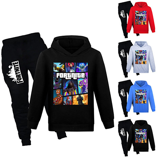 Barn Långärmad Hoodies Spel Tracksuits Pojkar Flickor Set Toppar & Byxor Red 130cm