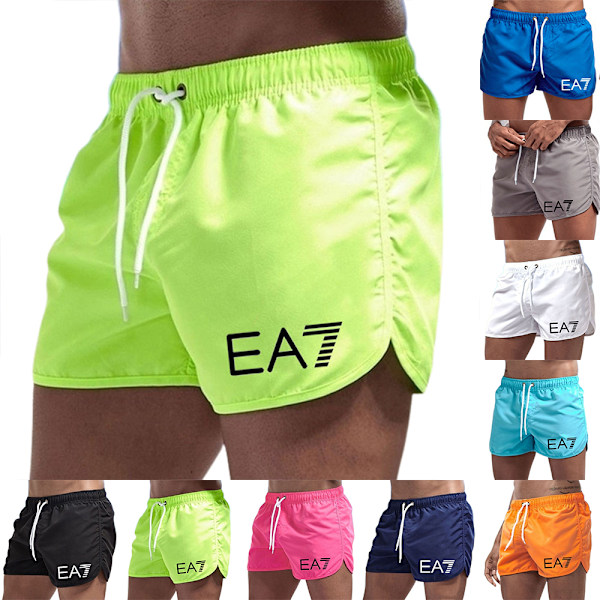 EA 7 badshorts för män, badbyxor, simshorts, badkläder, strand, sommar, gym, fitness White XL