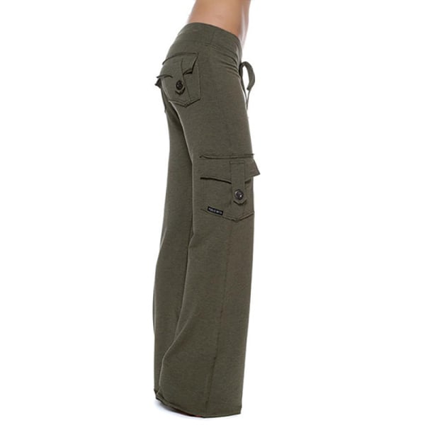 Högmidjade vida byxor Dam Casual Yoga byxor green XL