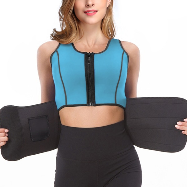 Waist trainer Bastuväst Suit Tank Trimmer Bälte Gym Sport Blue 2XL