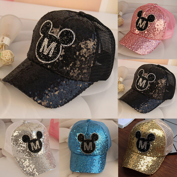 Barn Sequin Mickey Mesh Cap Baseball Cap Hip Hop Cap Golden