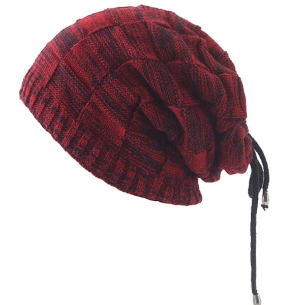 Vinter höst Unisex pullovermössa multifunktionell stickad cap i ull wine red