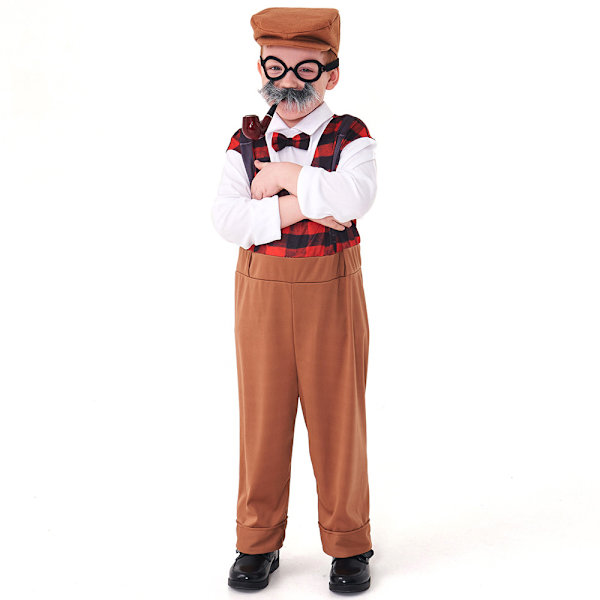 Pojkar Den Äldre Farfar Cosplay Kostymer Barnens Dag Scen brown S