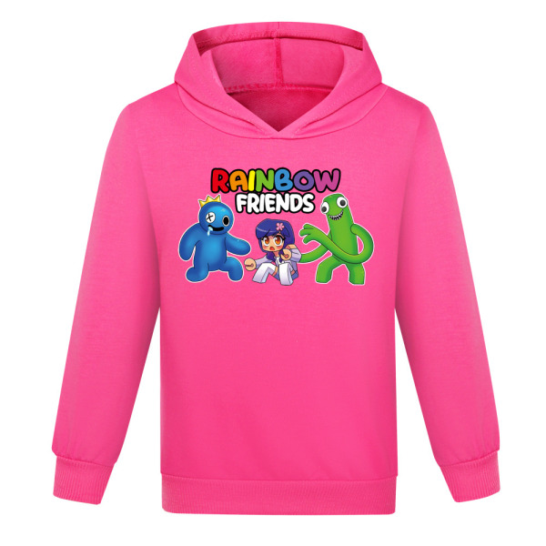 Rainbow Friends Huvtröja Barn Långärmad Sweatshirt Toppar Rose red 130cm