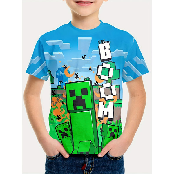 Minecraft Pojkar T-shirt Tecknade Toppar Tee Barn Pojkar Flickor T-shirts Barnkläder Sommar Kortärmad #2 110cm