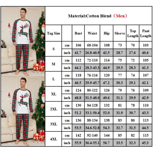 Julfamilj matchande pyjamas pyjamas sovkläder nattkläder Dad 4XL