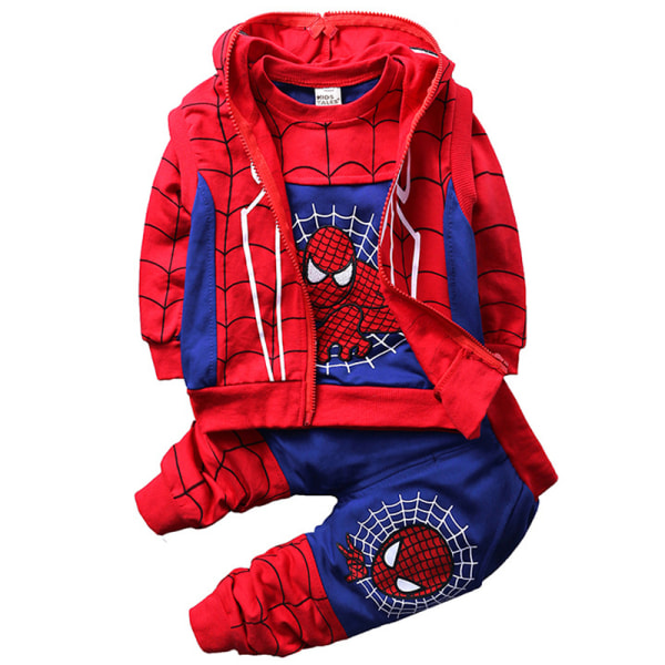 Kids Spider-Man byxor jacka långärmad tredelad set blue 100cm