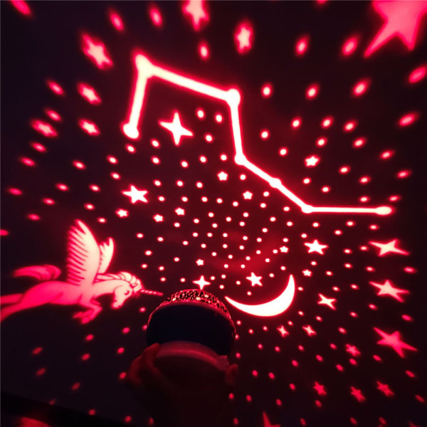 Enhörningsnattljus med projektor och 360° rotation julklapp Pink