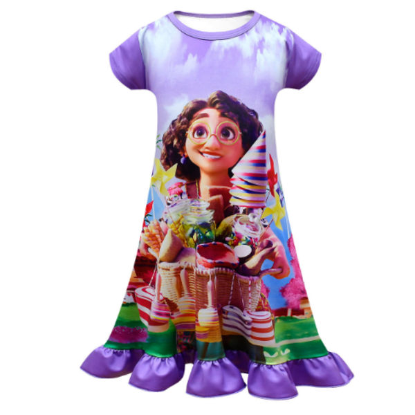 Encanto Dolores Kids Girls 3d Print Princess Dress Sleepwear Purple 110cm