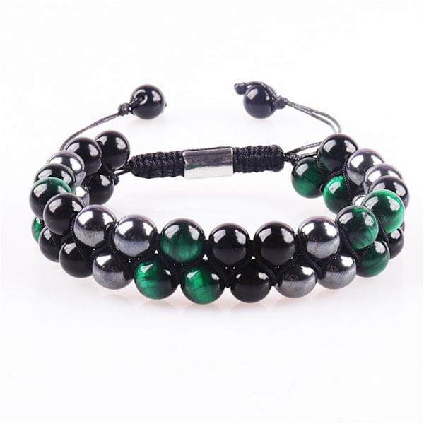 Onda öga tigeröga armband dubbelt vävt armband green