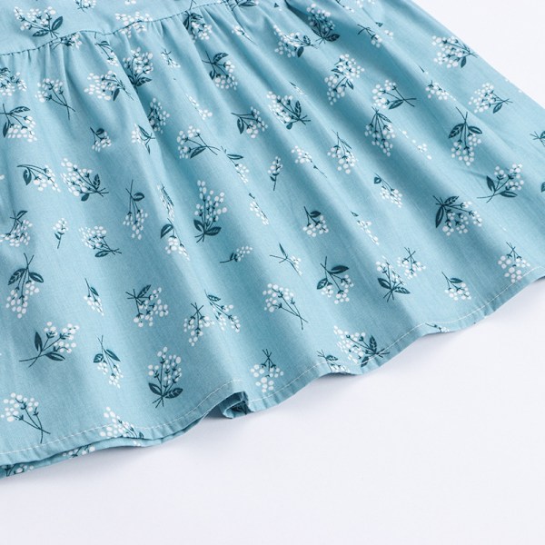 Flickklänning Blomstertryck Qipao Ärmlös Cheongsam Klänningar Prinsessa Födelsedagsfest Kostym 1-6 År Blue 110cm