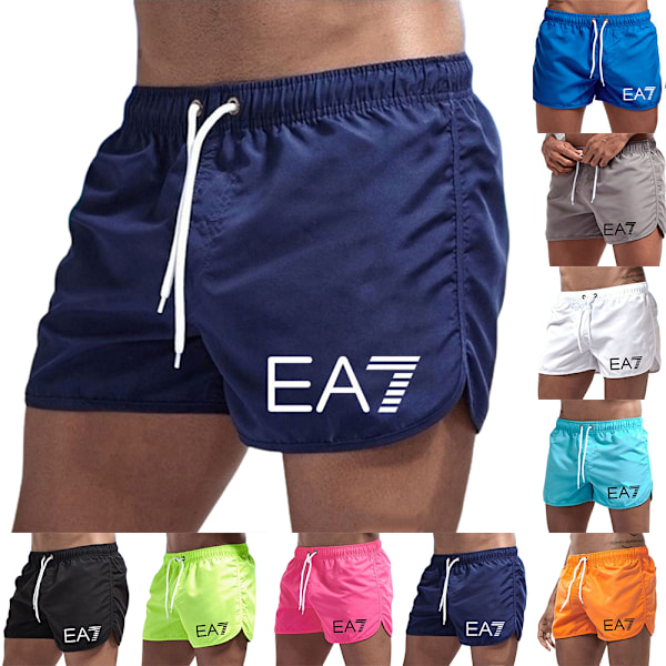 EA 7 badshorts för män, badbyxor, simshorts, badkläder, strand, sommar, gym, fitness White XL