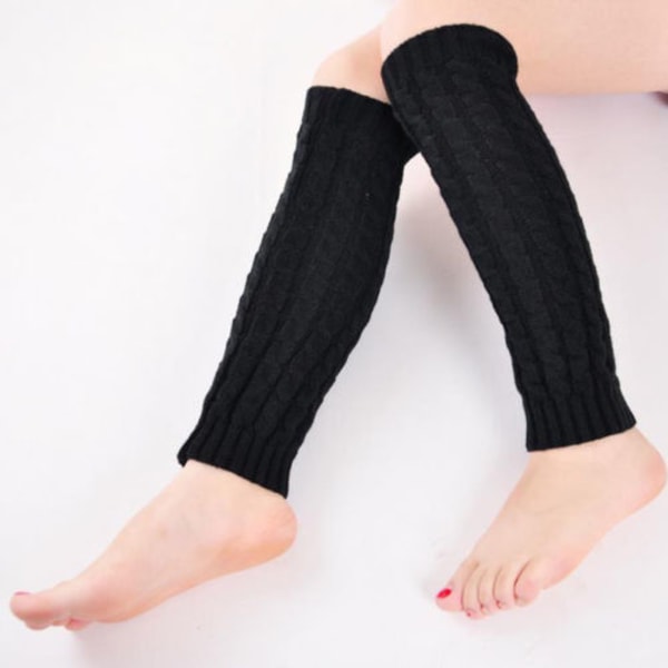 Lårhöga benvärmare för kvinnor, långa strumpor över knästickade strumpor Black
