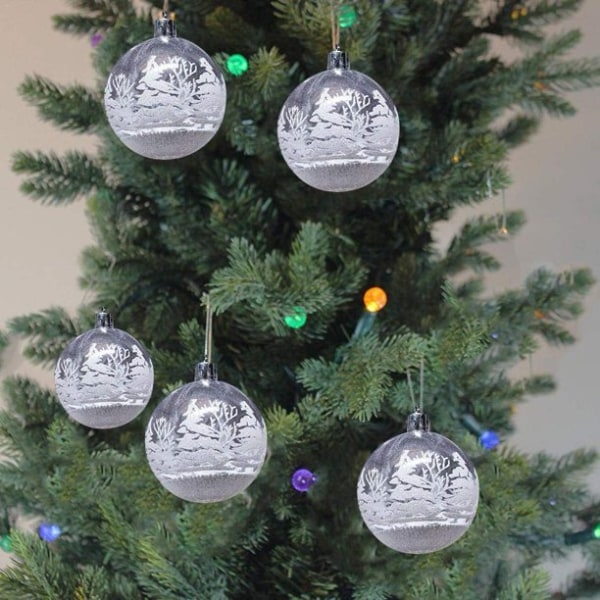 6 st 6 cm transparenta julvita snöbollar  julgranshänge 6PCS