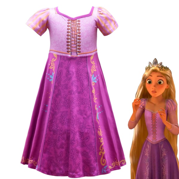 Flickor Lila Klänning Rapunzel Cosplay Kostym Princess Dress Party 110cm
