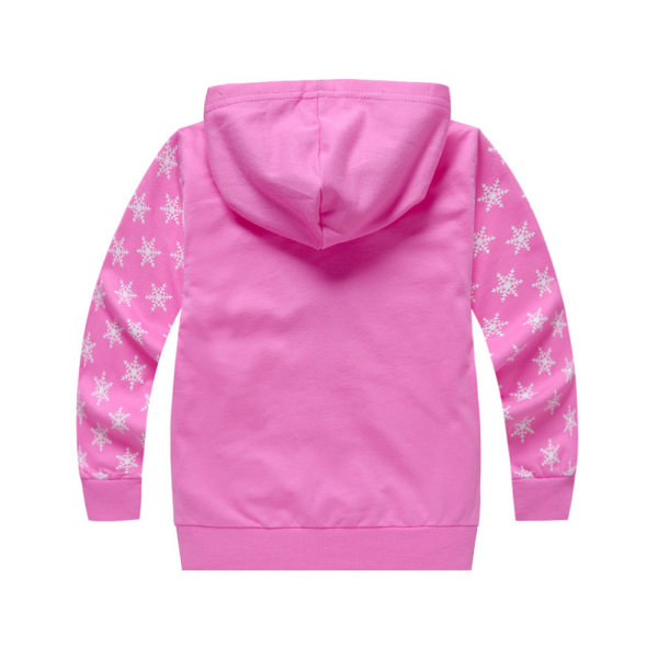 Frozen Tjej Hoodie Jacka Cool Blå Sweatshirt Kläder Present Rose red 110cm