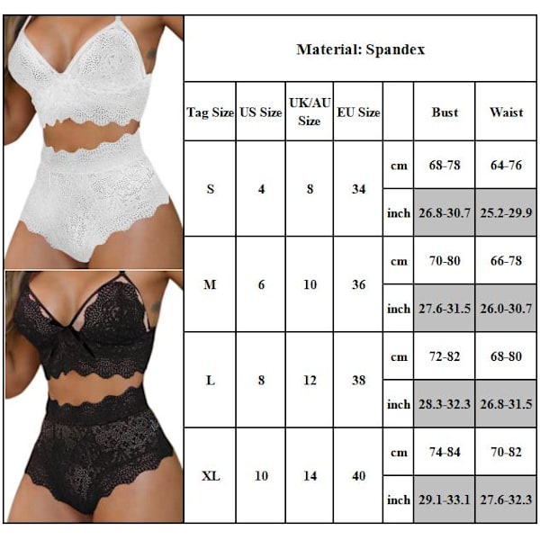 Kvinnors spets push up bh set underkläder nattkläder black M