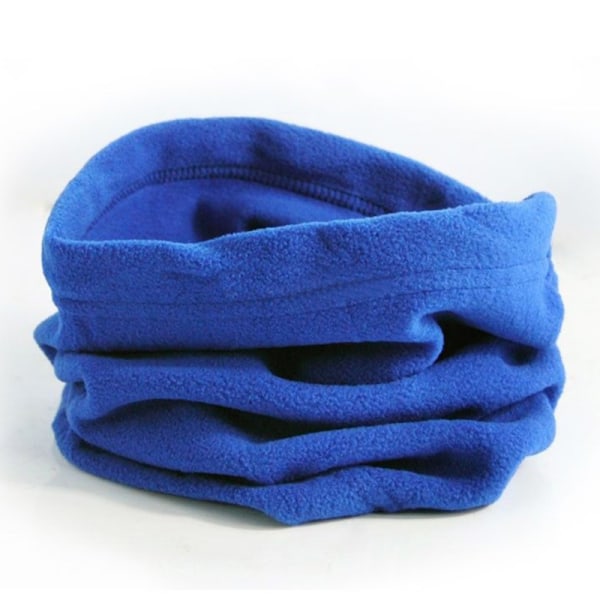Unisex Vintersport Thermal Fleece Scarf Snood Neck Beanie Hat Royal blue