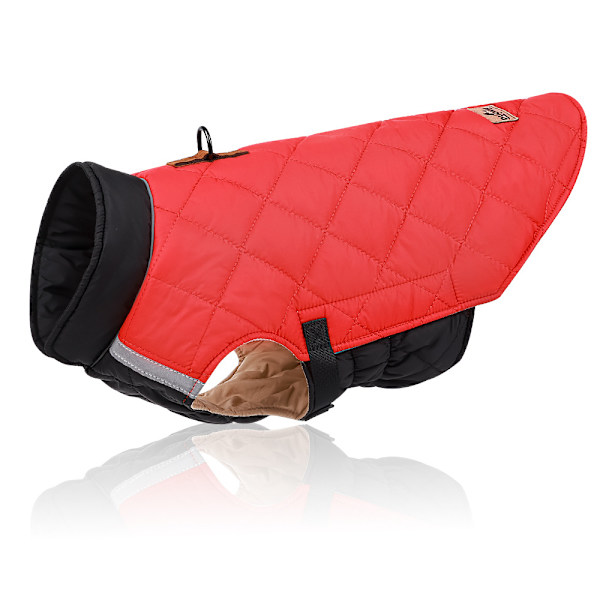 Vinter Bomull Husdjur Hundkläder Varma Valp Rock Vinterjacka Red  black 4XL