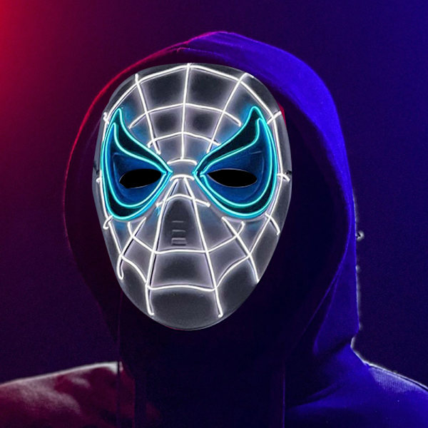 Halloween Mask Glowing Spider Man Mask Kostym Vuxen Mask white