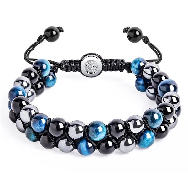 Onda öga tigeröga armband dubbelt vävt armband blue