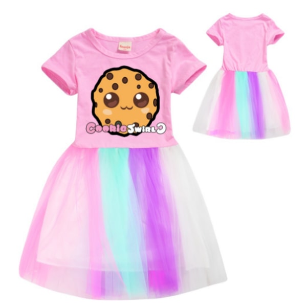 Cookie Swirl C Flickor Kortärmade Casual Summer Rainbow Klänningar pink 120cm