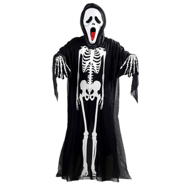 Halloween cosplay kostym barn vuxen skelett mask handskar mantel Tongue mask + gloves for kids
