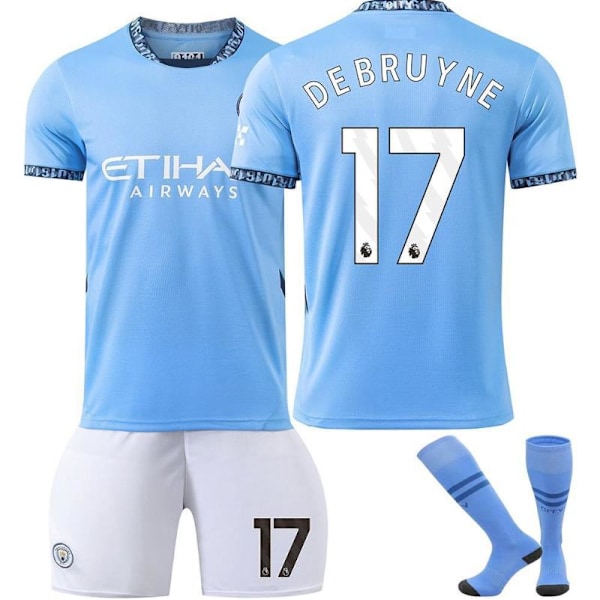 24-25 Manchester City Tröja Barn Fotbollströja Kit #17 DE BRUYNE Fotbollsdräkter Pojkar Träningsset 20